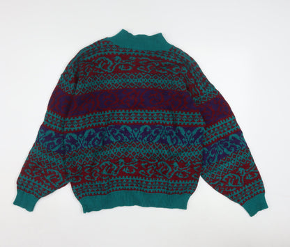 Gina Peters Men's Multicoloured Retro Mock Neck Pullover Jumper M