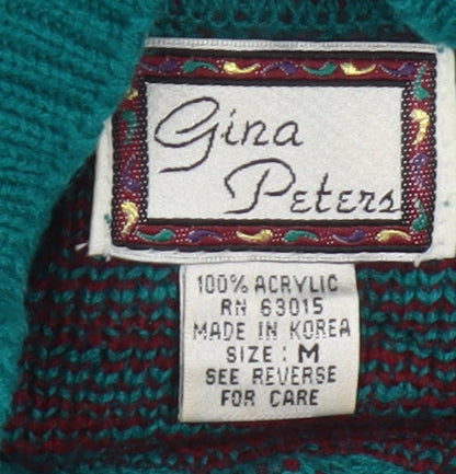 Gina Peters Men's Multicoloured Retro Mock Neck Pullover Jumper M