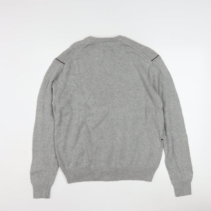 David Taylor Men's Grey Check Cotton Pullover Jumper Size S