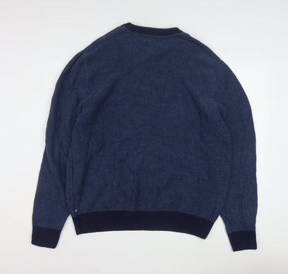 Chaps Men's Blue Cotton Waffle-Knit Crew Neck Jumper Size XL