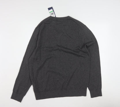 Nautica Men’s Grey V-Neck Pullover Jumper L Cotton Blend