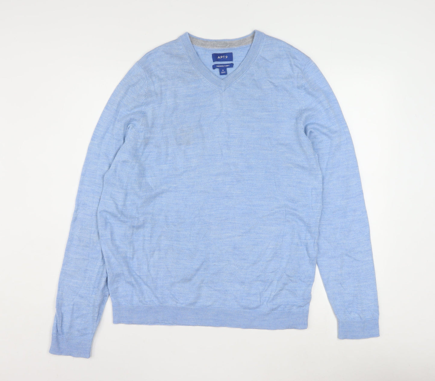 APT.9 Men's Blue V-Neck Lightweight Pullover Jumper Size M