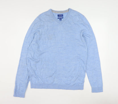 APT.9 Men's Blue V-Neck Lightweight Pullover Jumper Size M
