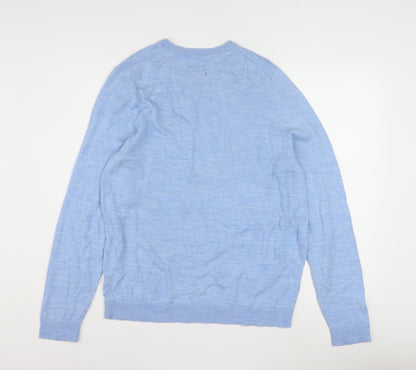 APT.9 Men's Blue V-Neck Lightweight Pullover Jumper Size M