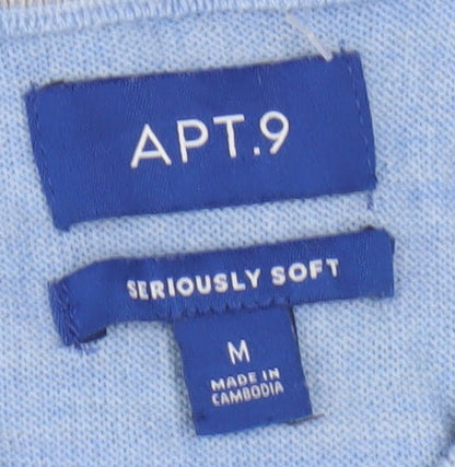 APT.9 Men's Blue V-Neck Lightweight Pullover Jumper Size M