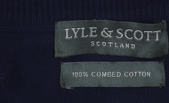 Lyle & Scott Men's Multicoloured Argyle V-Neck Cotton Jumper M