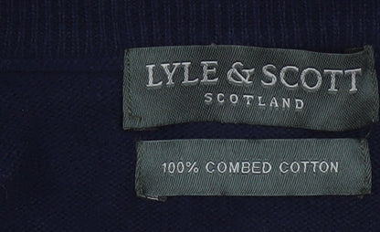 Lyle & Scott Men's Multicoloured Argyle V-Neck Cotton Jumper M