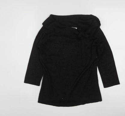 Joseph A. Womens Black Silk Cowl Neck 3/4 Sleeve Jumper Size M