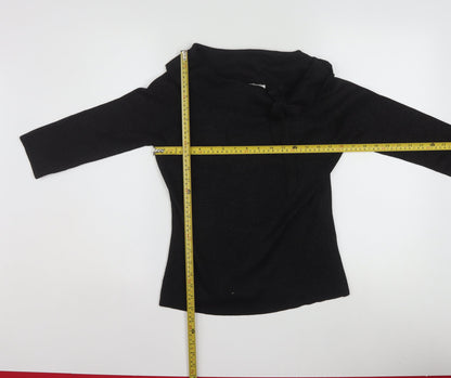 Joseph A. Womens Black Silk Cowl Neck 3/4 Sleeve Jumper Size M