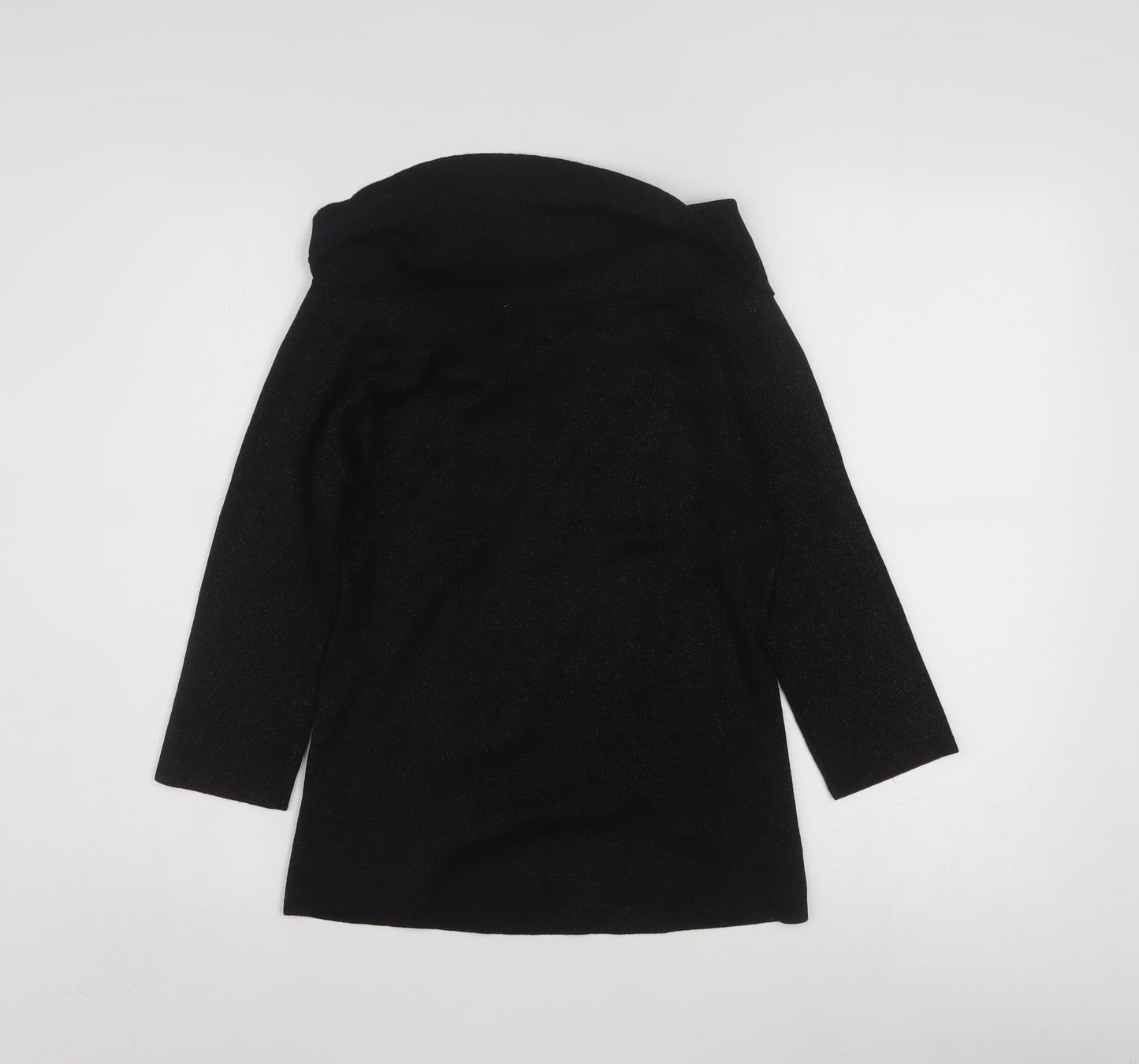 Joseph A. Womens Black Silk Cowl Neck 3/4 Sleeve Jumper Size M