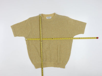 Alfred Dunner Womens Gold Short Sleeve Knit Pullover Jumper Size L