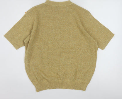 Alfred Dunner Womens Gold Short Sleeve Knit Pullover Jumper Size L