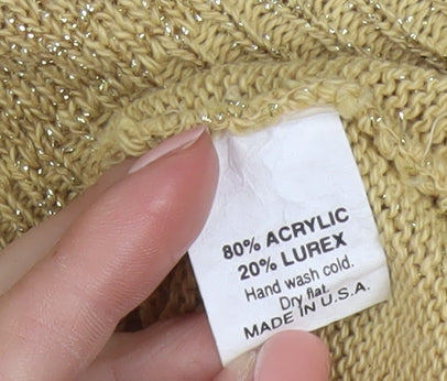 Alfred Dunner Womens Gold Short Sleeve Knit Pullover Jumper Size L