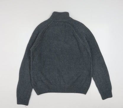Lee Cooper Men’s Grey Wool Blend 1/4 Zip High Neck Jumper L