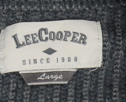 Lee Cooper Men’s Grey Wool Blend 1/4 Zip High Neck Jumper L
