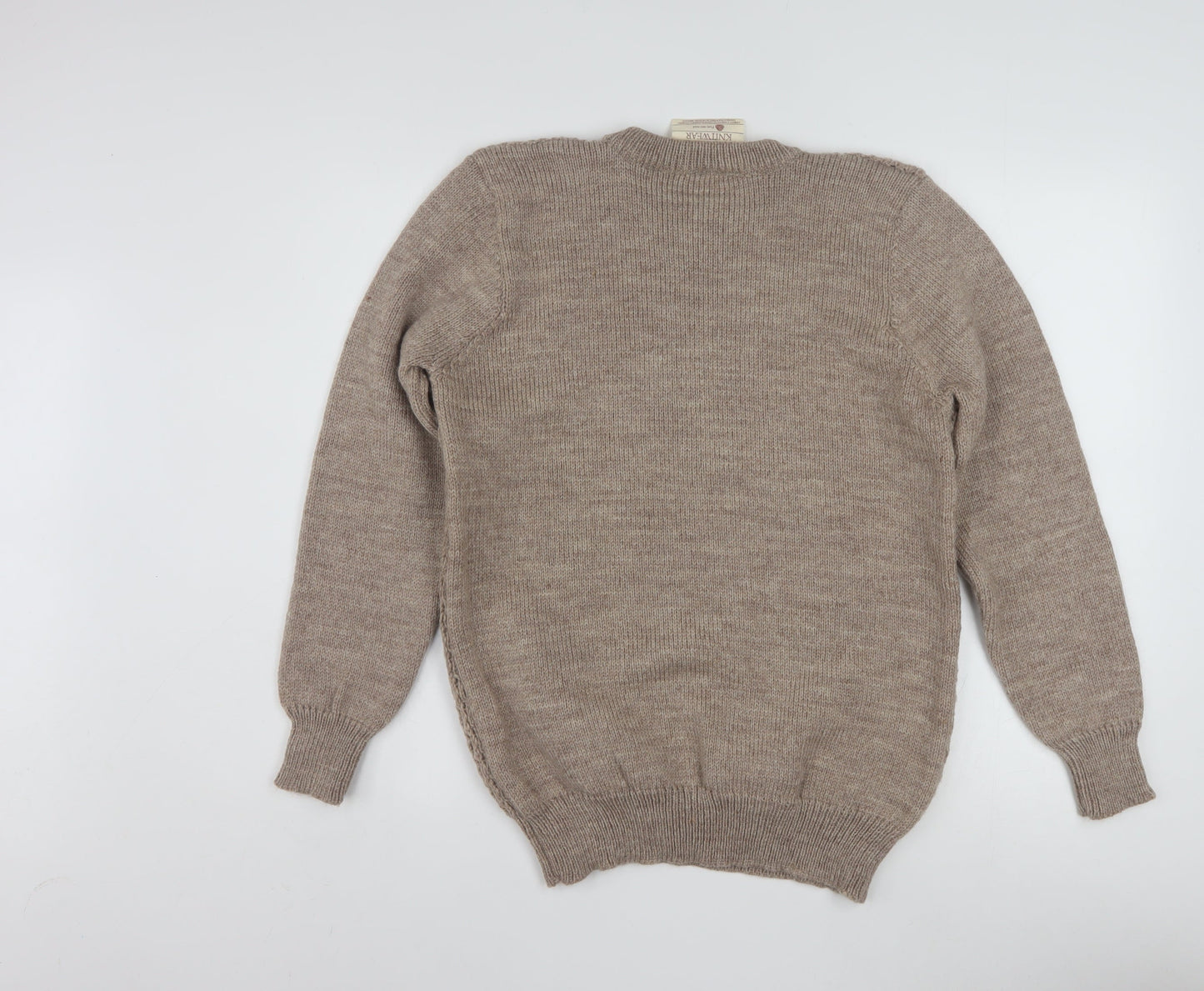 Welsh Country Knitwear Men’s Beige Wool Cable Knit Jumper M