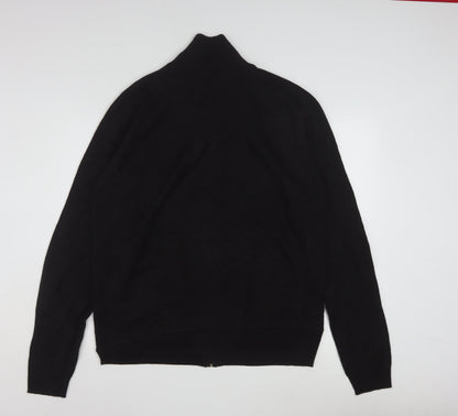 Puma Men's Black XL Full Zip Wool Blend Striped Jumper
