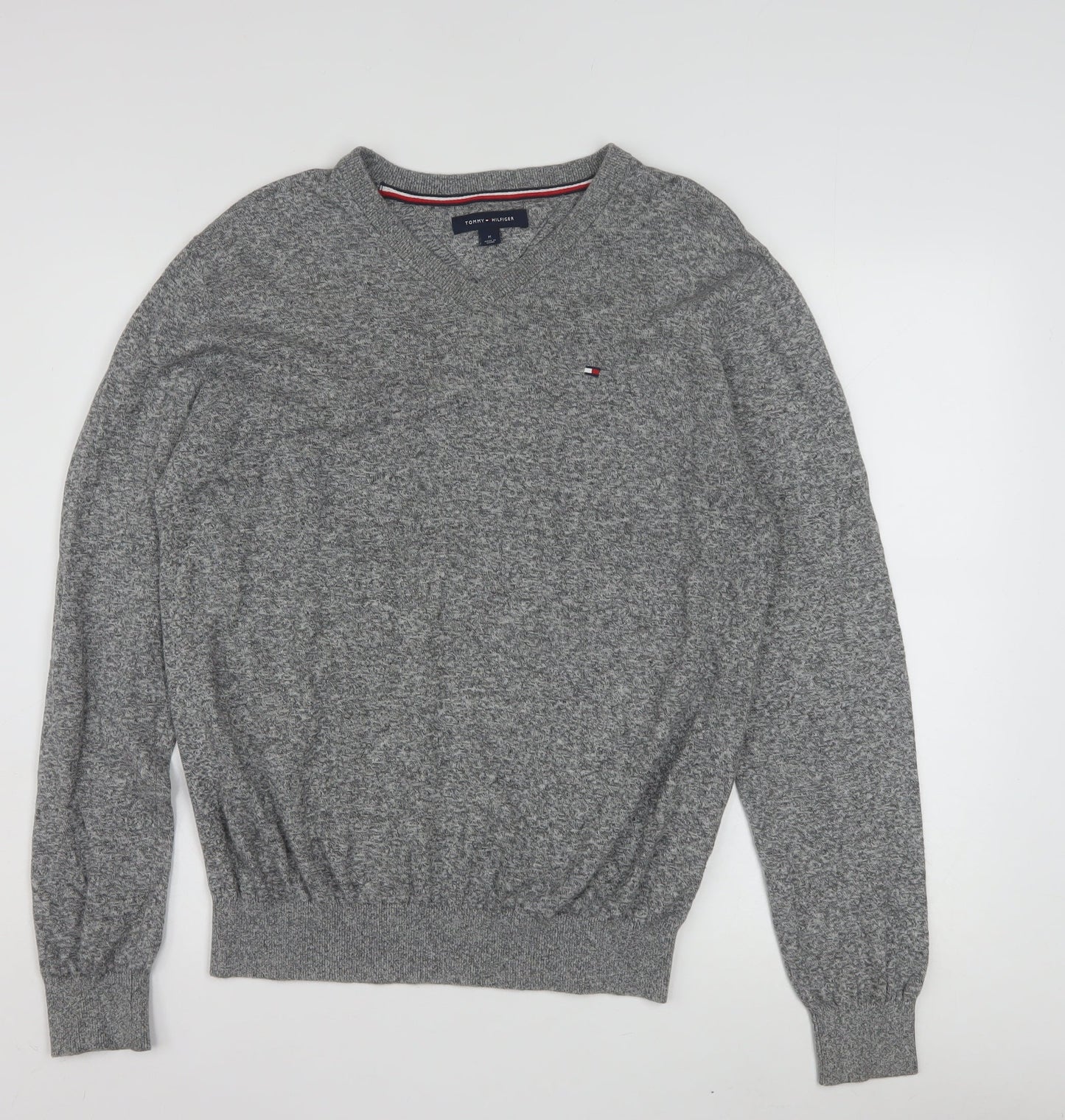 Tommy Hilfiger Men's Grey Cotton V-Neck Jumper M