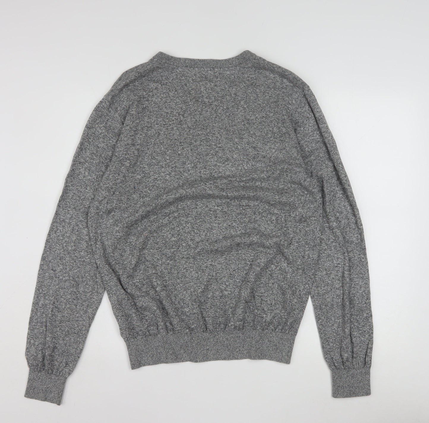 Tommy Hilfiger Men's Grey Cotton V-Neck Jumper M