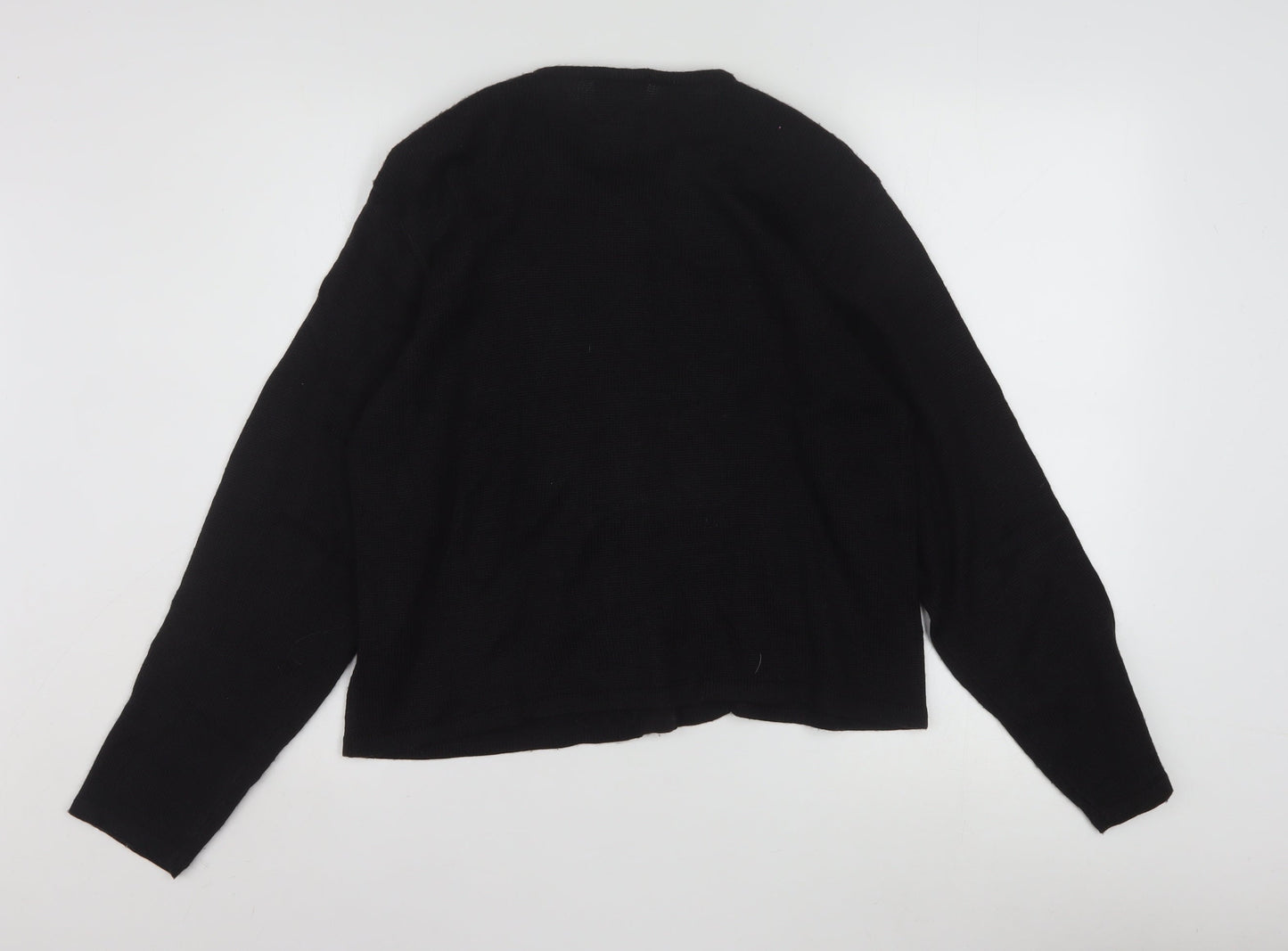Leslie Fay Womens Black Beaded Petite Cardigan Size M