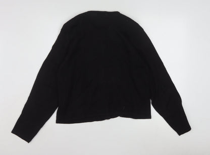 Leslie Fay Womens Black Beaded Petite Cardigan Size M