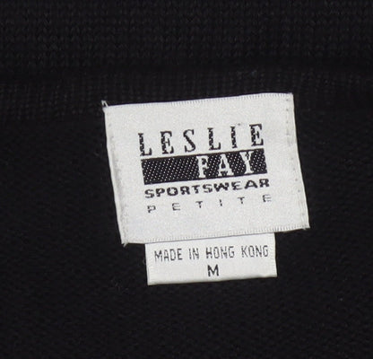 Leslie Fay Womens Black Beaded Petite Cardigan Size M