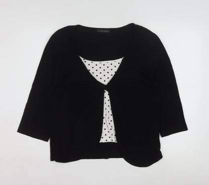 Alex & Co. Womens Black Polka Dot 3/4 Sleeve Viscose Tunic Blouse Size 16
