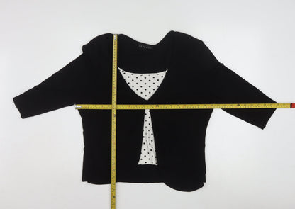 Alex & Co. Womens Black Polka Dot 3/4 Sleeve Viscose Tunic Blouse Size 16
