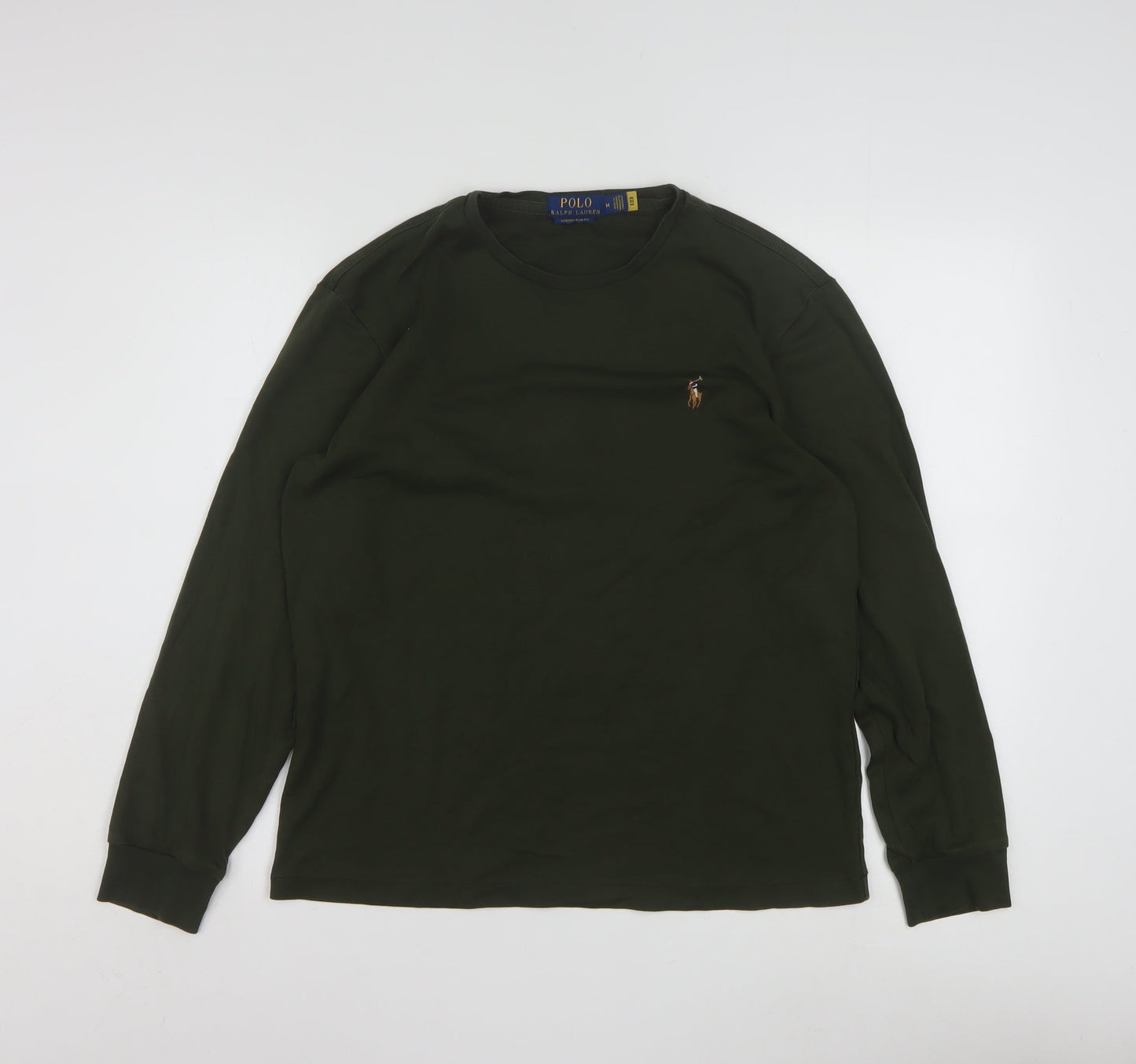 Ralph Lauren Womens Green Long Sleeve Slim Fit Cotton T-Shirt M