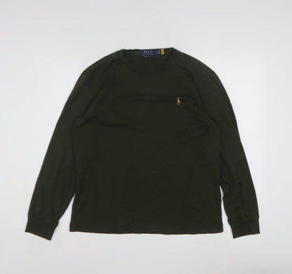 Ralph Lauren Womens Green Long Sleeve Slim Fit Cotton T-Shirt M