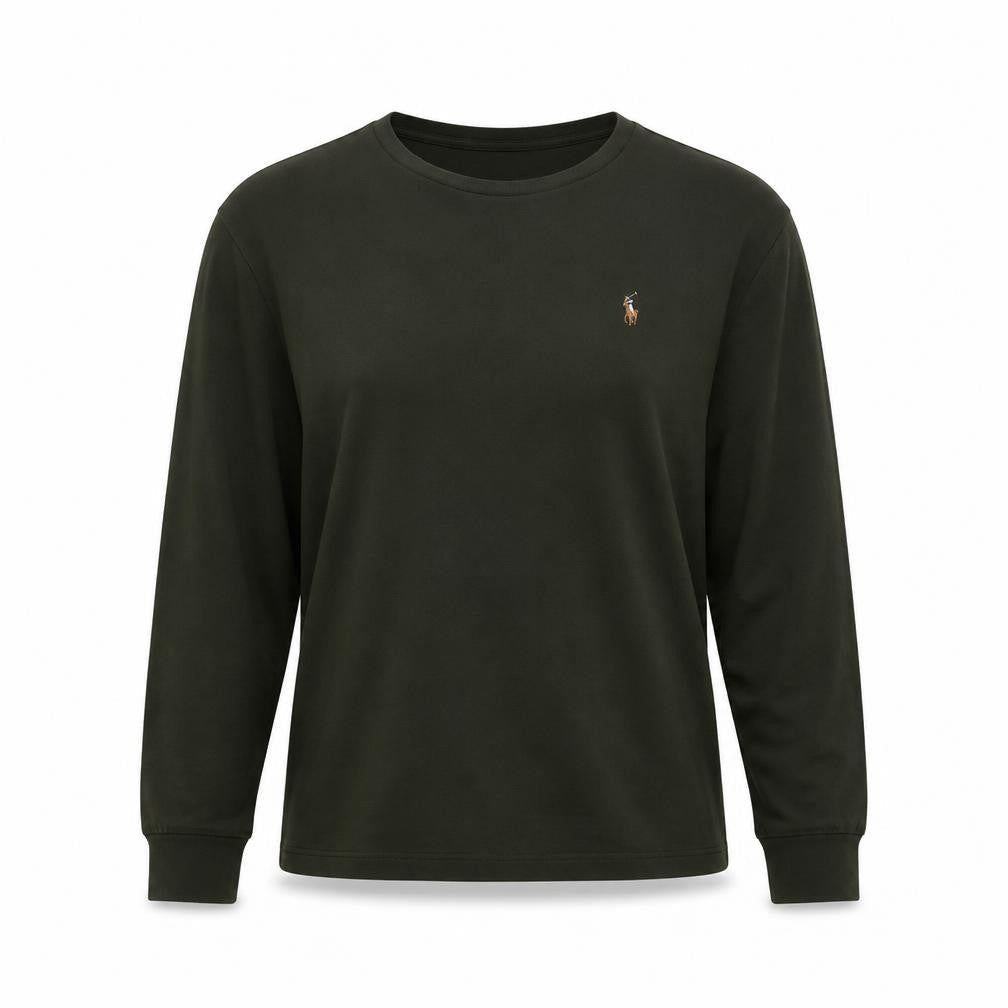 Ralph Lauren Womens Green Long Sleeve Slim Fit Cotton T-Shirt M