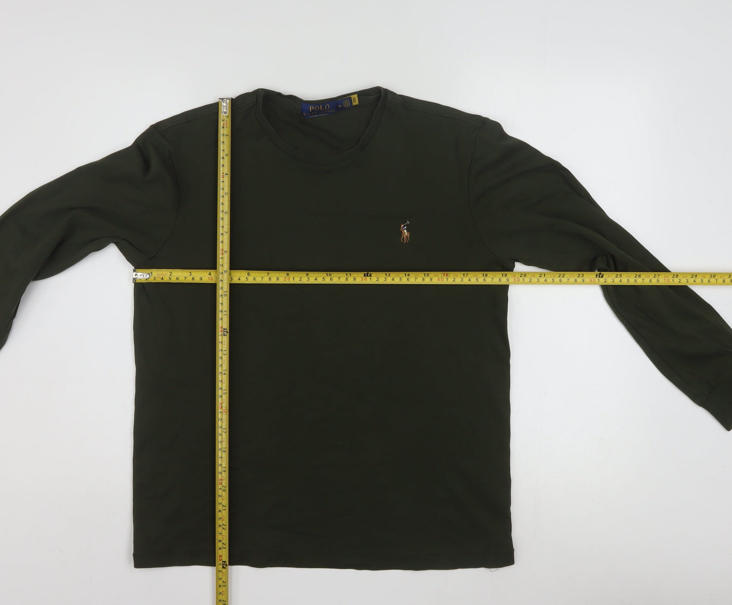 Ralph Lauren Womens Green Long Sleeve Slim Fit Cotton T-Shirt M