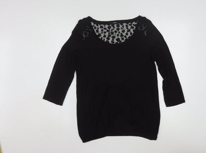 George Women's Black Lace Detail Blouse UK 14 3/4 Sleeve