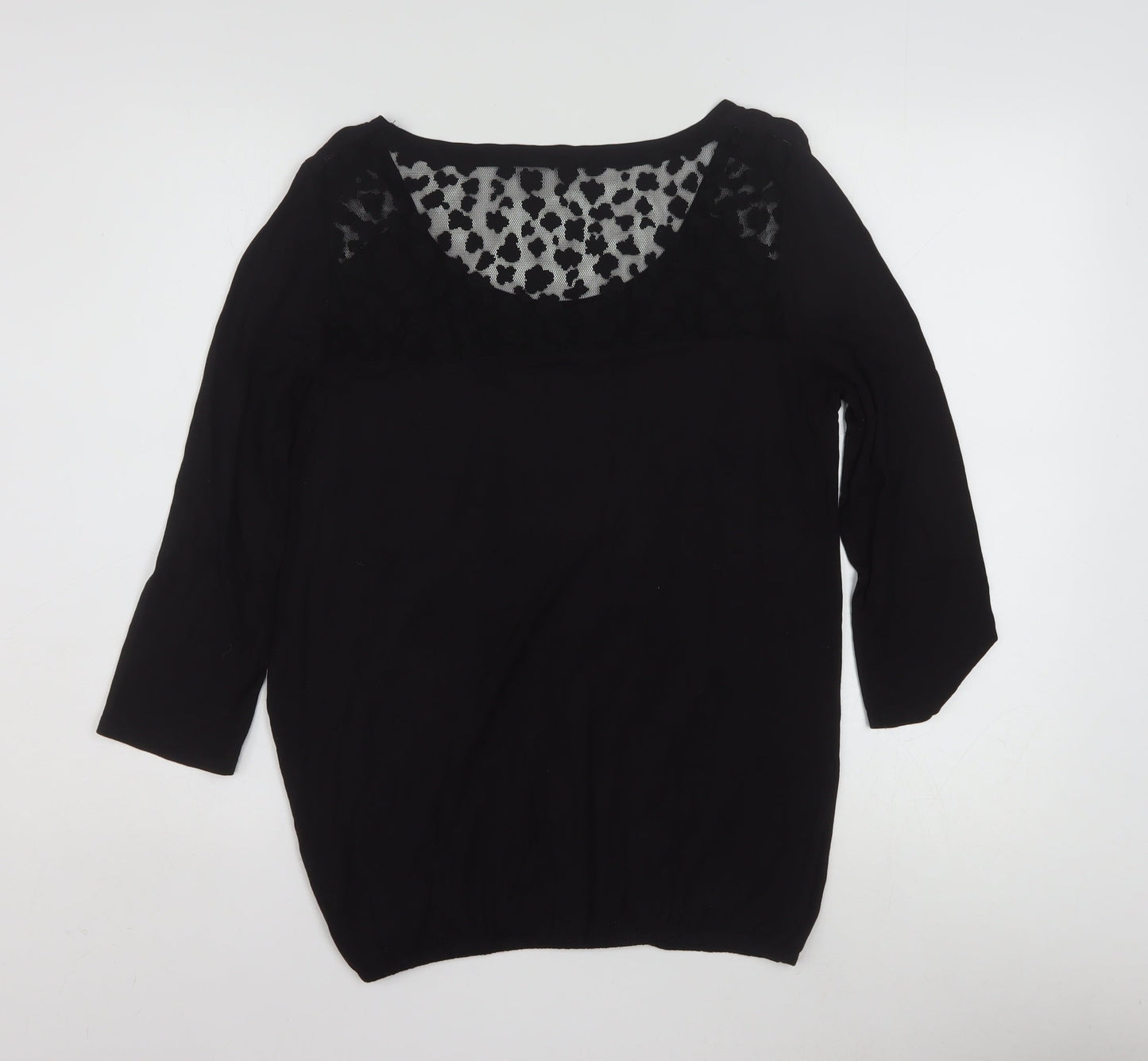 George Women's Black Lace Detail Blouse UK 14 3/4 Sleeve