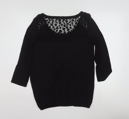 George Women's Black Lace Detail Blouse UK 14 3/4 Sleeve