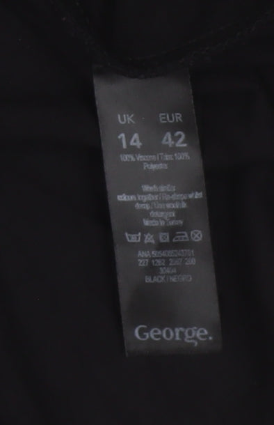 George Women's Black Lace Detail Blouse UK 14 3/4 Sleeve