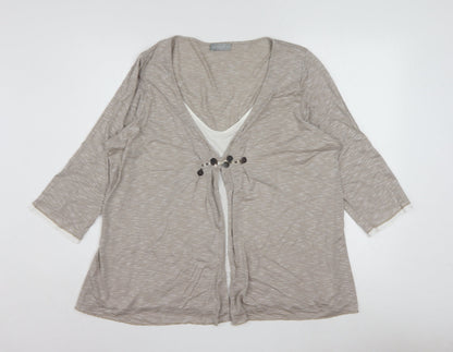 Marks and Spencer Per Una Women's Beige Striped Tunic Blouse Size 18