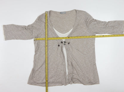 Marks and Spencer Per Una Women's Beige Striped Tunic Blouse Size 18