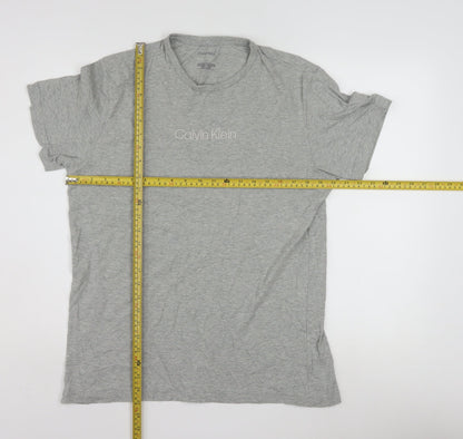 Calvin Klein Men's Grey Crew Neck Cotton Blend T-Shirt M