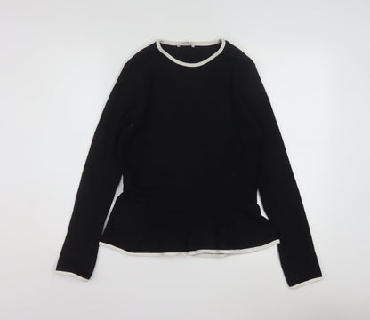 Zara Trafaluc Womens Black Long Sleeve Basic Stretch Top Size 10