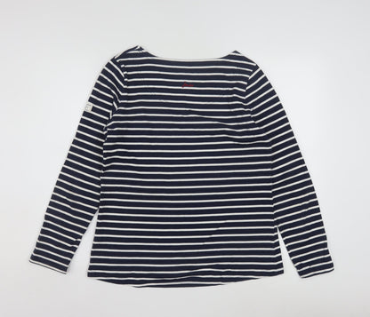 Joules Women Blue Striped Cotton Long Sleeve Nautical T-Shirt UK 12