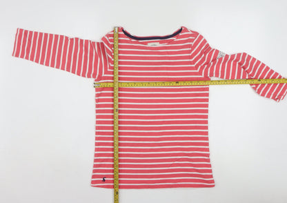 Joules Womens Pink Striped Long Sleeve Boat Neck Cotton Top Size 8