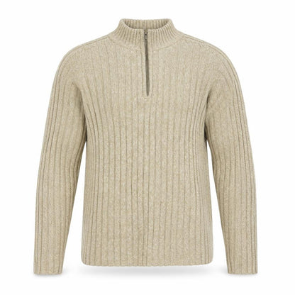 Faded Glory Men’s Beige XL 1/4 Zip Mock Neck Chunky Knit Jumper