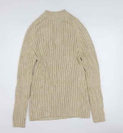 Faded Glory Men’s Beige XL 1/4 Zip Mock Neck Chunky Knit Jumper