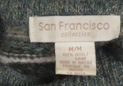San Francisco Collection Men's Green Wool Fair Isle Roll Neck Jumper M