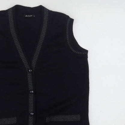 Eutuxia Men's Black Sleeveless Knit Vest Jumper S Classic