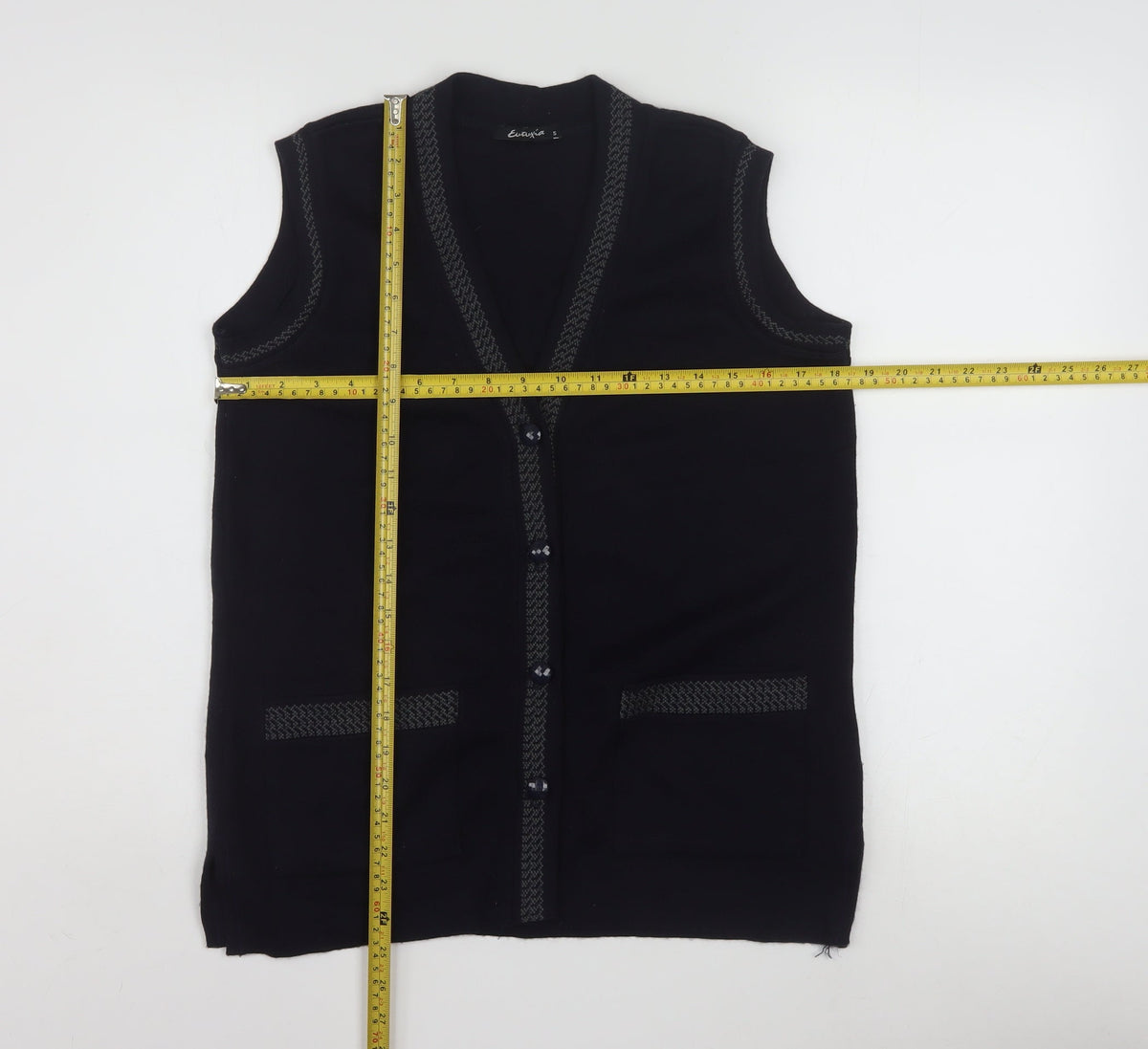 Eutuxia Men's Black Sleeveless Knit Vest Jumper S Classic