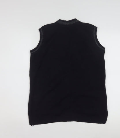 Eutuxia Men's Black Sleeveless Knit Vest Jumper S Classic