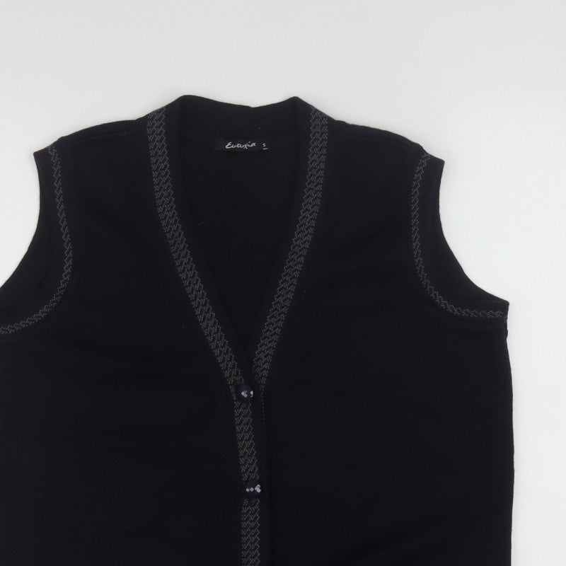 Eutuxia Men's Black Sleeveless Knit Vest Jumper S Classic