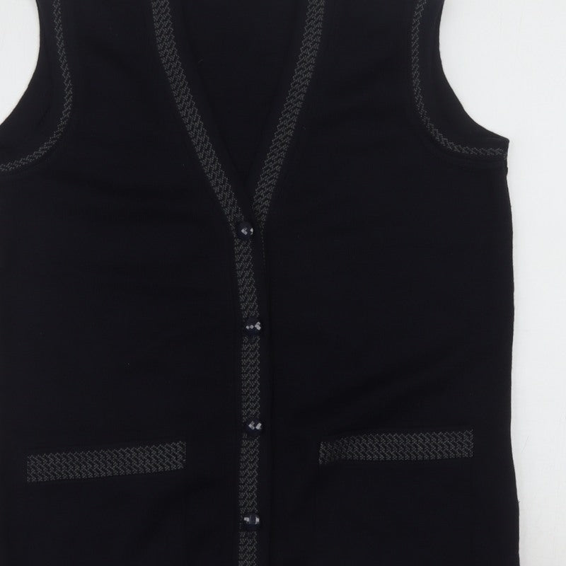 Eutuxia Men's Black Sleeveless Knit Vest Jumper S Classic